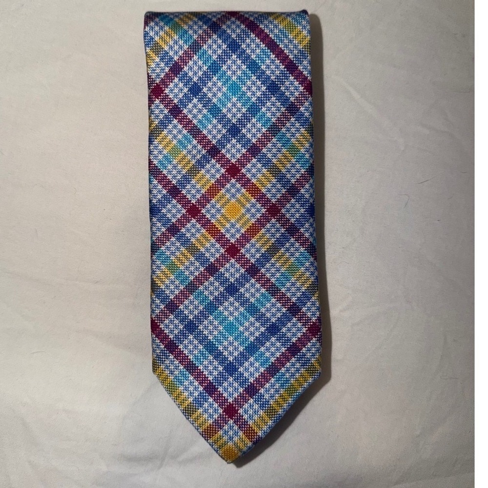 Charles Tyrwhitt Mens Plaid Silk Tie Handmade in England Professional Business